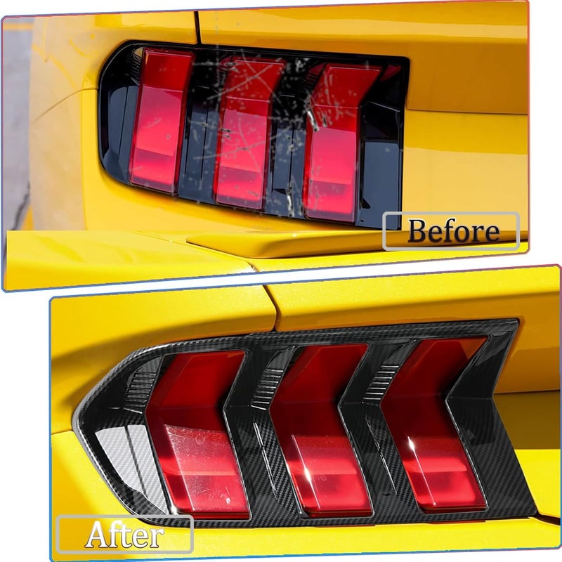 MUXEE Taillight Cover,for Ford Mustang 2024 2025 2026,2PCS Tail Light Covers Tail Lamp Trim Decoration Car Sport Accessories - Carbon Fiber - Image 3